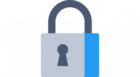 Closed blue and grey safety lock