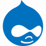 Blue Drupal 8 logo in shape of water drop