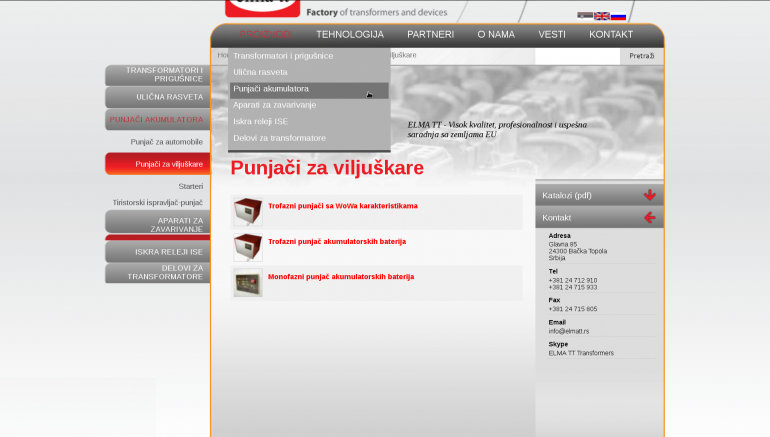 Elma TT website, complex system with highly utilized CMS