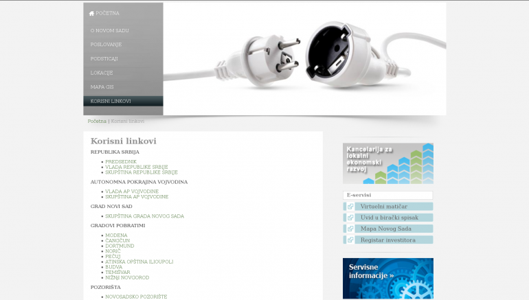 Web portal for investors with all relevant information built for the City of Novi Sad