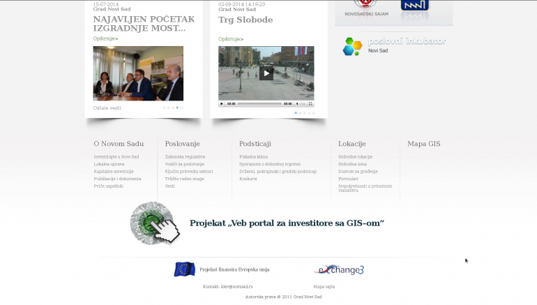 Web portal for investors with all relevant information built for the City of Novi Sad