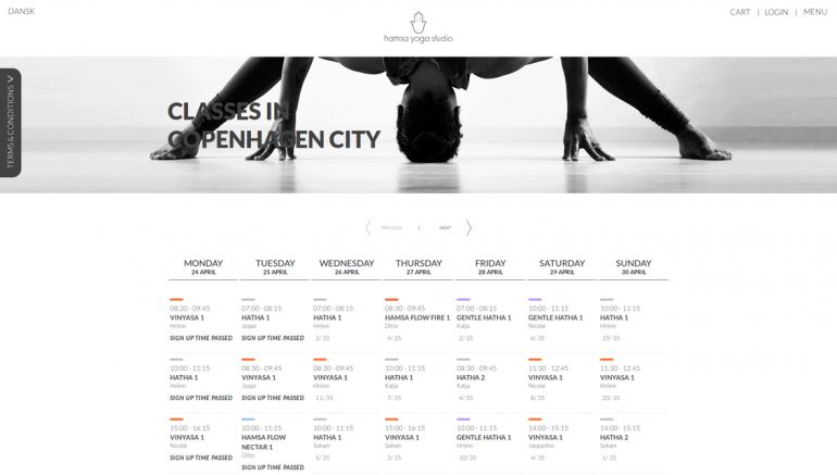 HamsaYoga website, custom made easily managed system