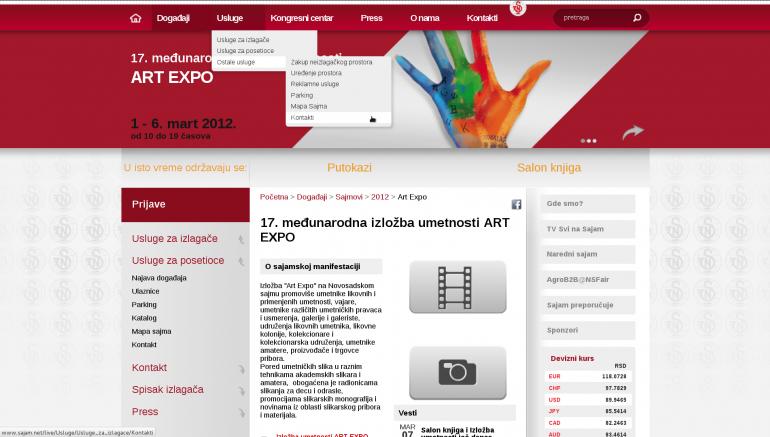 Novi Sad Fair project, complete website reconstruction
