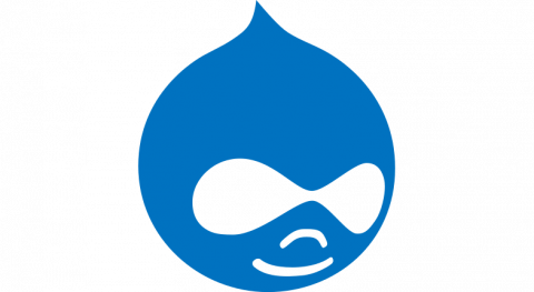 Blue Drupal 8 logo in shape of water drop