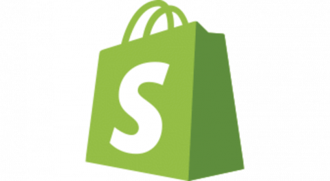 Shopify logo, green shopping bag