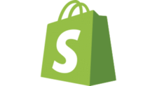 Shopify logo, green shopping bag