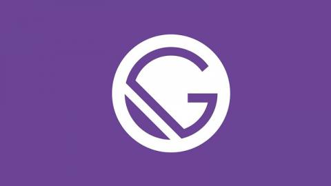 GatsbyJS logo in purple color with capital G in the middle
