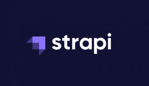 Strapi logo in purple rectangle