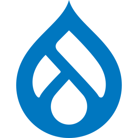 Blue logo in shape of water drop